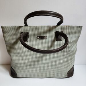 Gitano Accessories Checkered Purse Brown White Tote Bag 13.5"x3.75"x10.5"